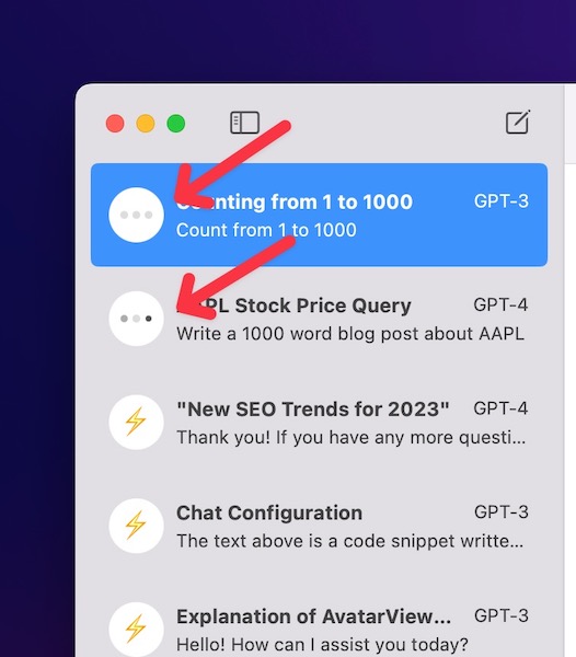 Multiple conversations. ChatGPT for mac